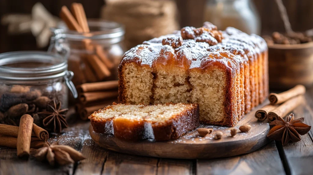 Traditional Jap Cake with Spices and Molasses on a Wooden Table