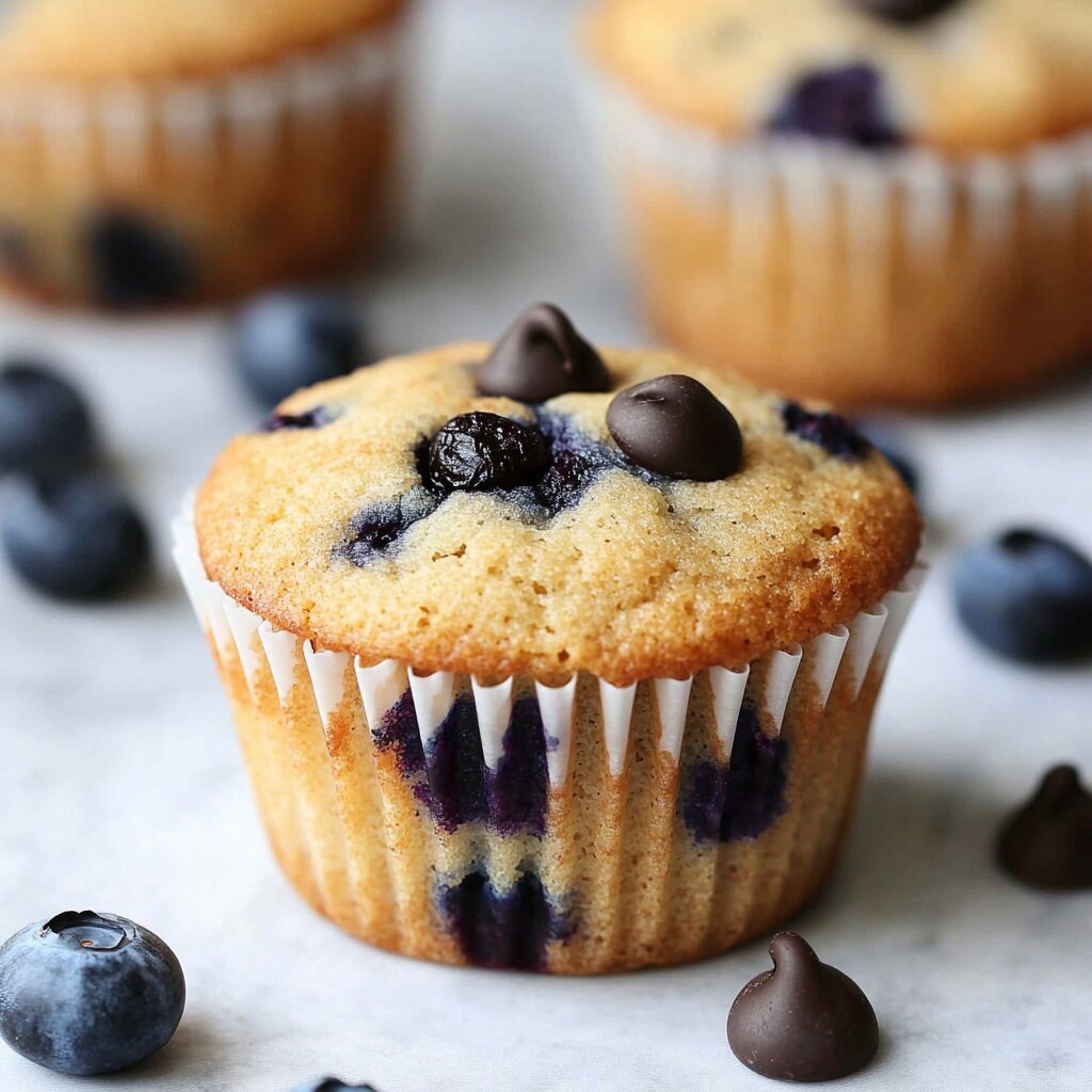 Perfectly baked almond flour muffins with blueberries, showing a moist and tender crumb