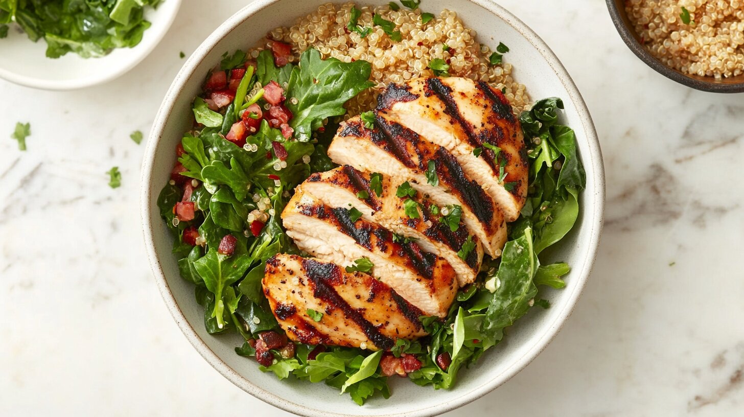 Protein-rich meal for managing PCOS with grilled chicken and quinoa