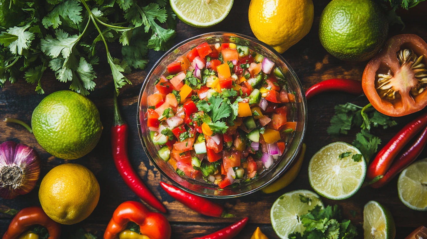 Traditional Peruvian ceviche with tiger milk and fresh ingredients