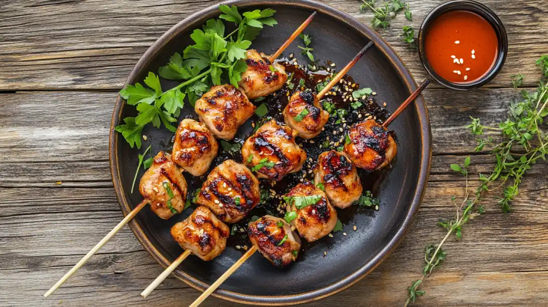 Authentic Jidori chicken dishes: yakitori, ramen, and grilled thighs